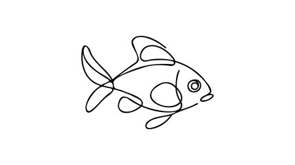 Fish in continuous line art drawing style. Minimalist black linear sketch on white background. Vector illustration