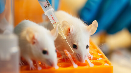 Research drugs and vaccine on mice. Generative Ai - obrazy, fototapety, plakaty