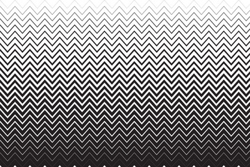 Horizontal parallel zigzag lines of different thicknesses. Black and white zig zag stripes background. Corrugated, jagged, serrated wave texture. Minimalistic graphic print