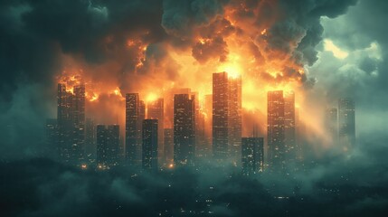 The End of the World Apocalyptic, epic scene. Created with Generative AI.
