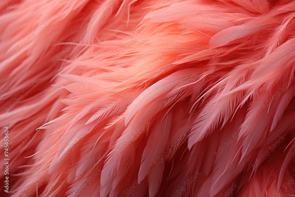 Poster Delicate details of a single pink feather, showcasing its soft texture and intricate design in a captivating close up shot