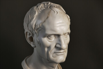a marble bust of an old man with beautifully sculpted features reflecting masterful classical art - 745453666