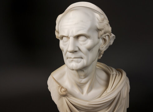 a marble bust of an old man with beautifully sculpted features reflecting masterful classical art