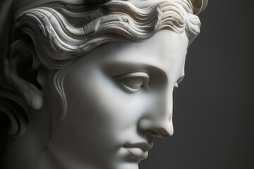 a marble statue with beautifully sculpted features reflecting masterful classical art - 745453853