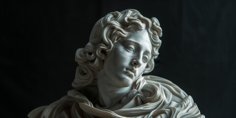 a marble statue with beautifully sculpted features reflecting masterful classical art - 745453868