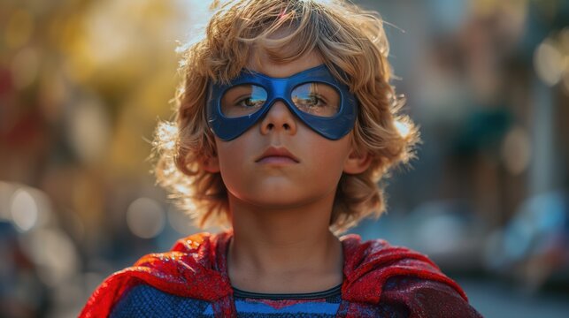 boy dressed as a superhero. Created with Generative AI.	