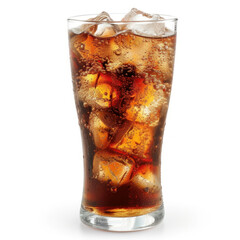 glass of cola with ice isolated