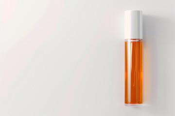  Modern Cosmetic Spray Bottle with Orange Liquid on a Bright White Surface