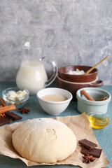 Fototapeta na wymiar Different ingredients for preparing bakery on table