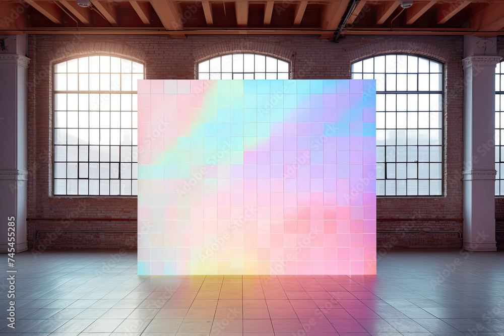 Poster a large white box ominously occupies the center of a room, casting mysterious shadows and commanding