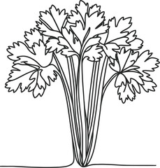 celery in continuous line drawing minimalist style,