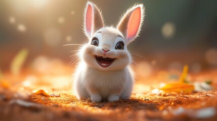 Adorable cute happy bunny. Created with Generative AI.	