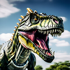 3d rendered illustration of a dinosaurs robot. Generative AI