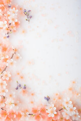 A serene white backdrop adorned with delicate pink flowers, creating a beautiful and tranquil scene