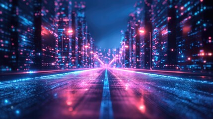 Metaverse city and cyberpunk concept. Created with generative AI.