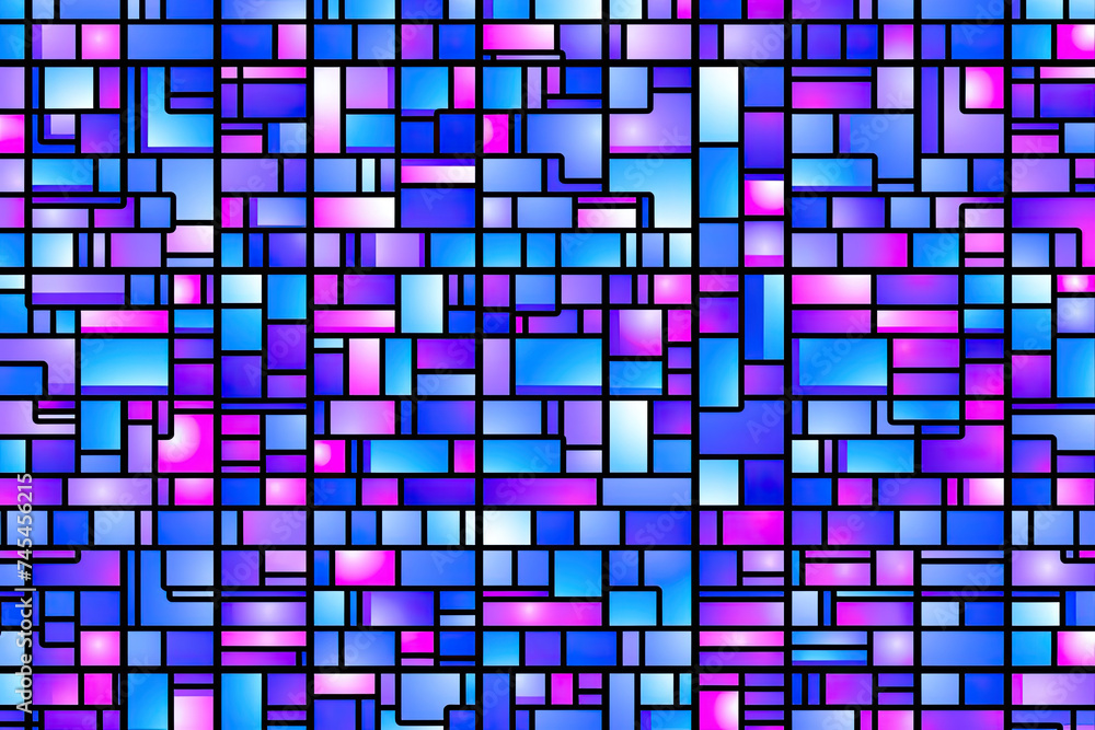Aufkleber A vibrant and dynamic mix of blue and purple squares creating a mesmerizing pattern that captivates the eye