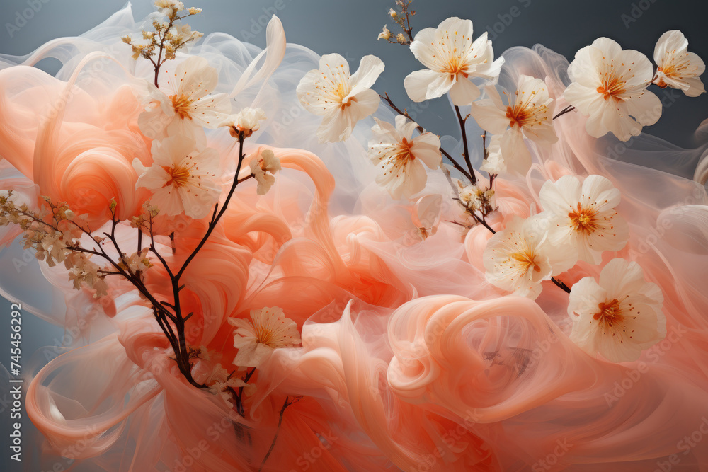 Poster a vibrant array of flowers bursting with color, delicately arranged in a elegant vase
