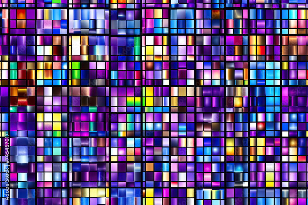 Poster A mesmerizing display of colorful squares overlapping and intertwining, creating a dynamic and visually striking pattern