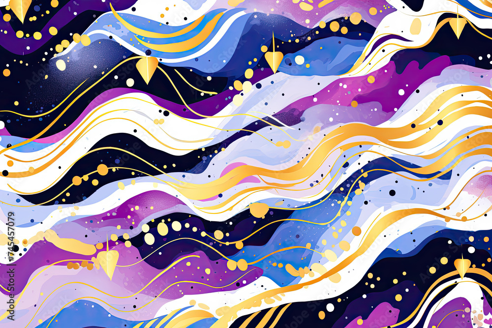 Aufkleber a stunning abstract painting featuring intertwining streaks of gold and purple, creating a harmoniou