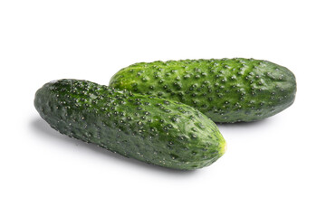 Fresh cucumbers isolated on white background