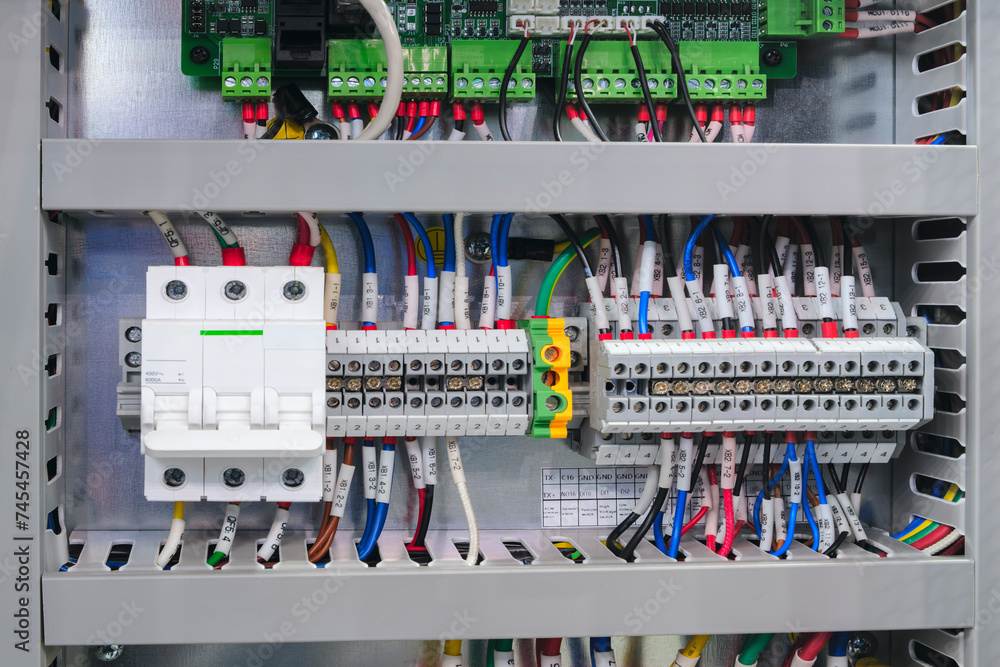 Aufkleber new automated system of electric power supply and distribution. electric boxes with high-voltage equ