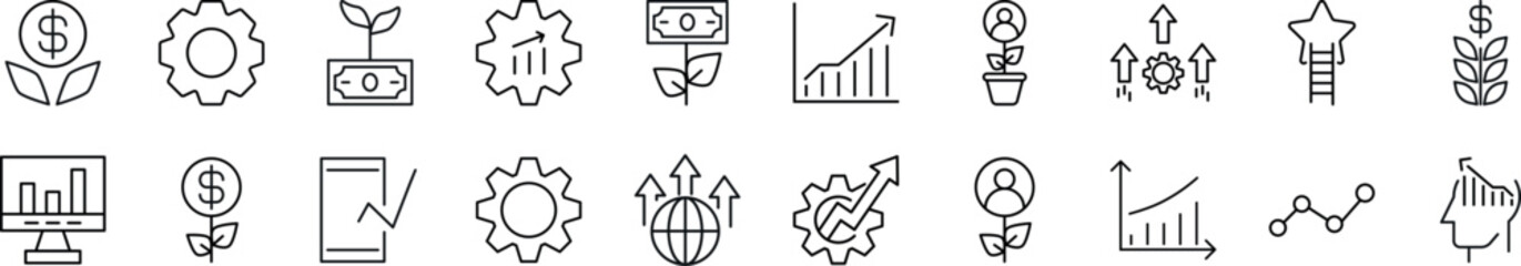 Set of line icons of business. Editable stroke. Simple outline sign for web sites, newspapers, articles book