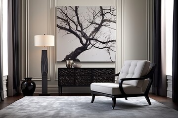 Mystique Abstract: Tree Branch Wall Highlights with Chic Rug Accent