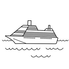 Fototapeta premium 海に浮かぶシンプルな船のイラスト