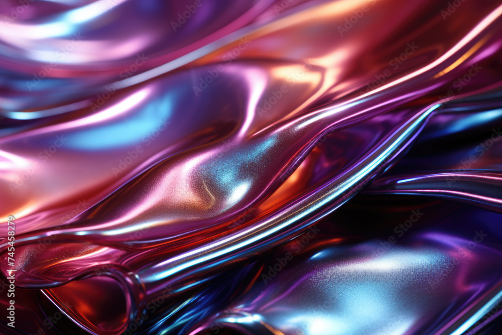 Leinwandbilder a close-up view reveals intricate patterns of a shiny material that sparkles with iridescent hues, r