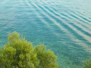 Fototapeta na wymiar Beautiful water of Lake Ochrid as nature background.
