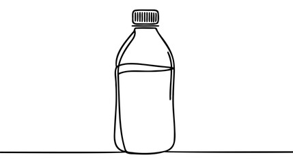 Obraz premium Bottle of Water sketch. Continuous one simple line drawing. Plastic waste, Fresh Soda or Drink Water, Bottle for liquid.