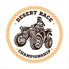 Quad ATV Extreme sport racing in badge logo design, good for t shirt design and championship event logo