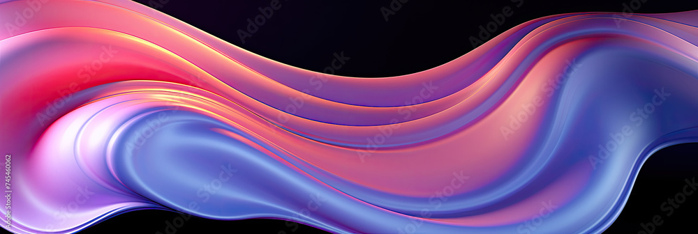 Leinwandbilder A stunning computer-generated wave cascading in hues of pink and blue, creating a mesmerizing and ethereal display of colors in motion