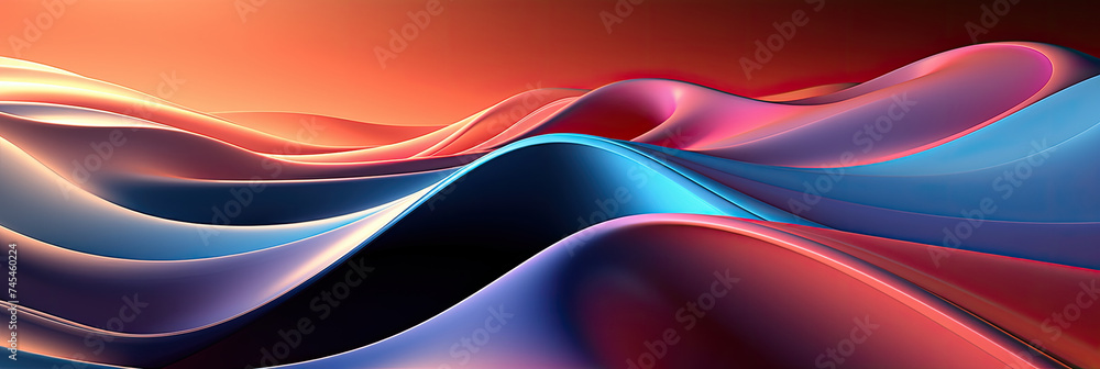 Poster A computer-generated depiction of a colorful wave with vibrant hues blending in a mesmerizing swirl pattern