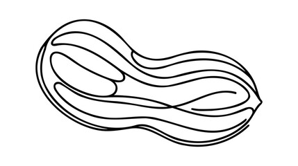 One single line drawing of whole healthy organic peanut for farm logo identity.