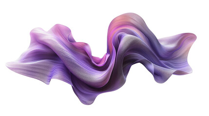 Purple shiny flow wave ribbon on transparent background