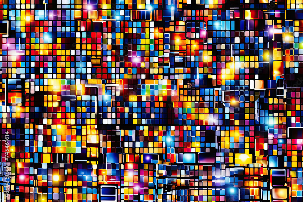 Aufkleber A vibrant display of multicolored squares arranged in a pattern, creating a mesmerizing visual experience