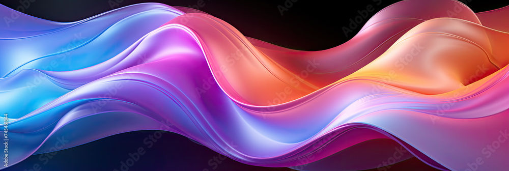 Aufkleber A vibrant wave of light in various hues sweeps across a deep black background, creating a mesmerizing display of color and movement