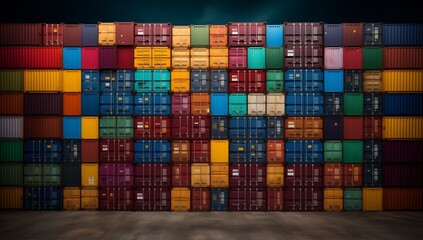 Colorful Container Cargos, Shipment Concept, Realistic Light and Color Usage, Cargo Stacks Image