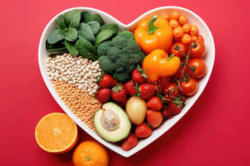 Nourish Your Heart: Vibrant Image Showcasing Nutritious Foods Like Fruits, Vegetables & Whole Grains for Cardiovascular Wellness