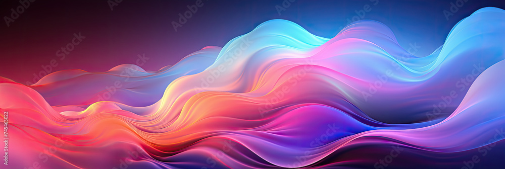 Poster a mesmerizing multicolored wave of light dances elegantly against a deep black backdrop