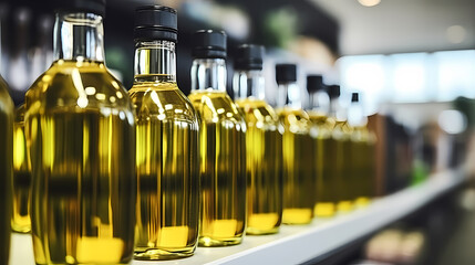 Fresh olive oil, olives background