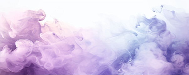 Fototapeta premium Acrylic color pigment and ink cloud in water. Abstract smoke on white background with copy space. Fancy dream cloud of ink underwater. Purple, blue and pink colors
