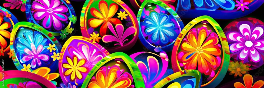 Aufkleber a group of brightly colored easter eggs arranged in a harmonious composition, emitting a sense of jo
