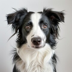 black and white border collie dog - obrazy, fototapety, plakaty