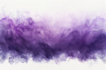 Acrylic color pigment and ink cloud in water. Abstract smoke on white background with copy space. Fancy dream cloud of ink underwater. Purple, blue and pink colors