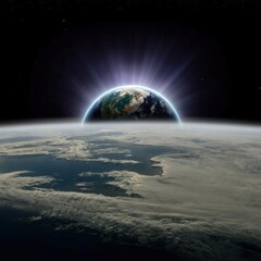 Earth behind planet concept eclipse space digital illustration fantasy