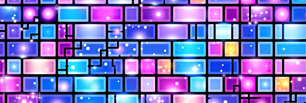 Poster Various colorful squares create a vibrant and dynamic pattern, each square a different shade, coming together to form a mesmerizing mosaic