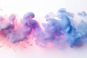 Deurstickers Acrylic color pigment and ink cloud in water. Abstract smoke on white background with copy space. Fancy dream cloud of ink underwater. Purple, blue and pink colors © ratatosk