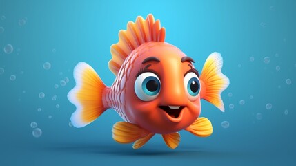 A cute cartoon batá fish character Ai Generative